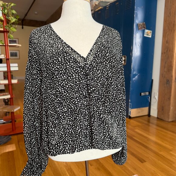 Allsaints semi sheer rockstar top polka dots penny splash v-neck - Picture 4 of 6